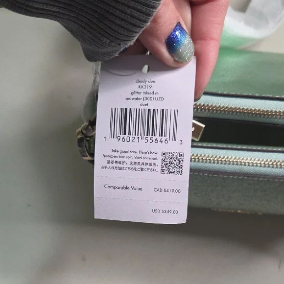 Kate Spade Glitter Mixed Seawater Crossbody Duo With Card Holder - Picture 4 of 8